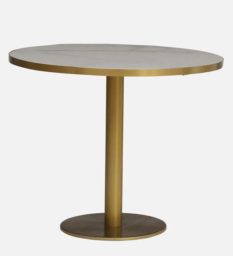 Metallic 4 Seater Dining Set In Golden Base With Porcelain Top - Ouch Cart