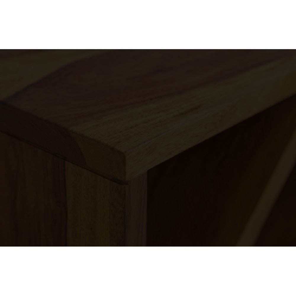 Cube end Table Solid Wood (Wine Rack, Walnut Finish)