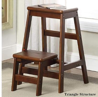 Folding Step Ladder Wooden Step Stool for Household & Office & Kitchen Lightweight Stepladders Portable Step Stool - Ouch Cart