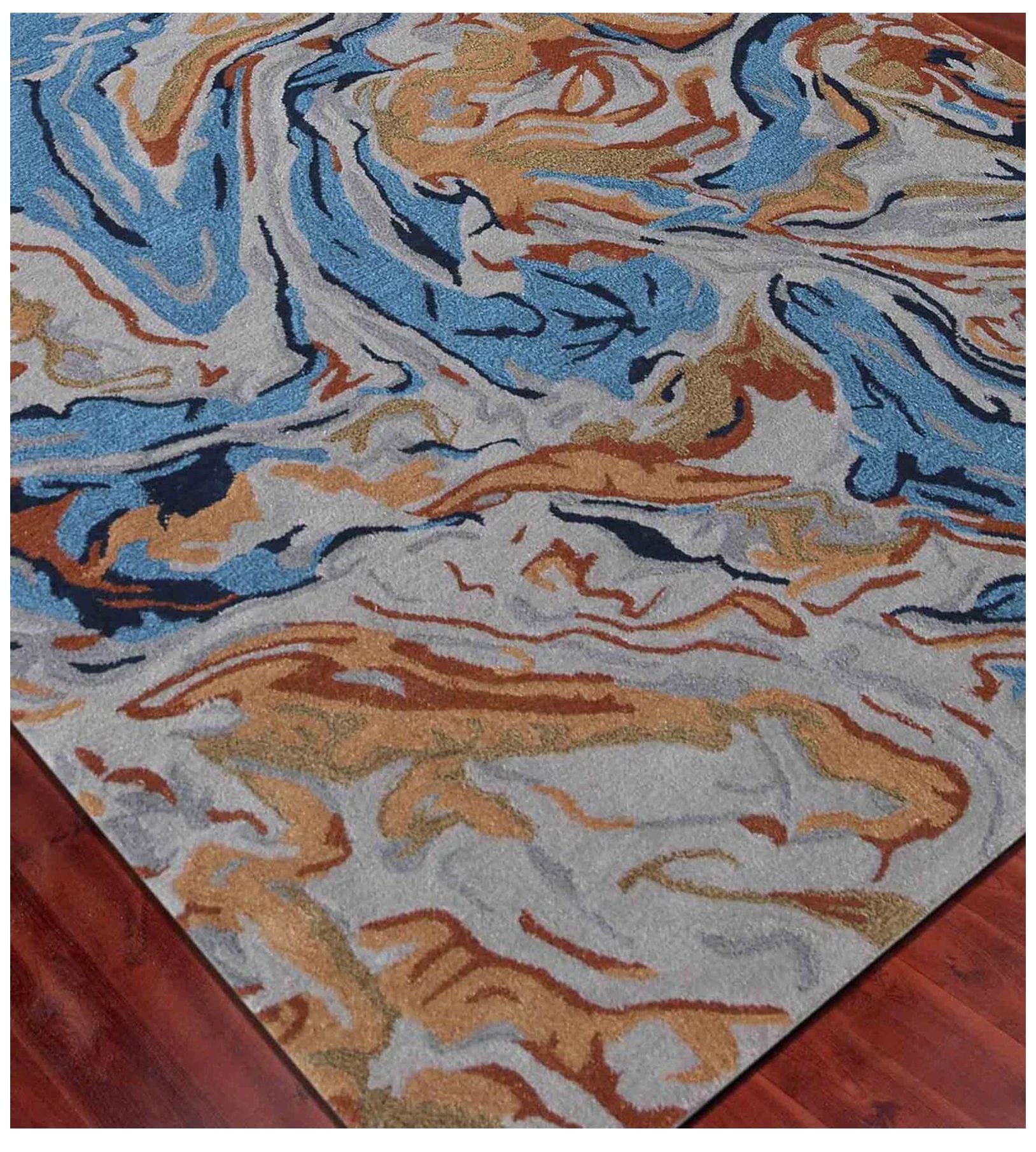 Orange Wool & Viscose Dream Scape 5x8 Feet  Hand-Tufted Carpet - Rug