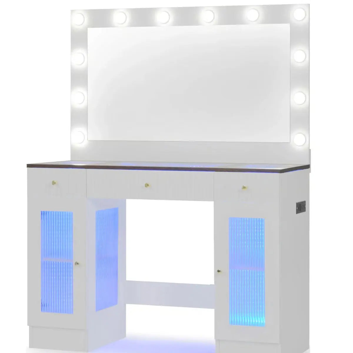 43.3''Large Dressing Table, Vanity Desk With Large Mirror And Lights 3 Colors- OUCH CART | Dressing table