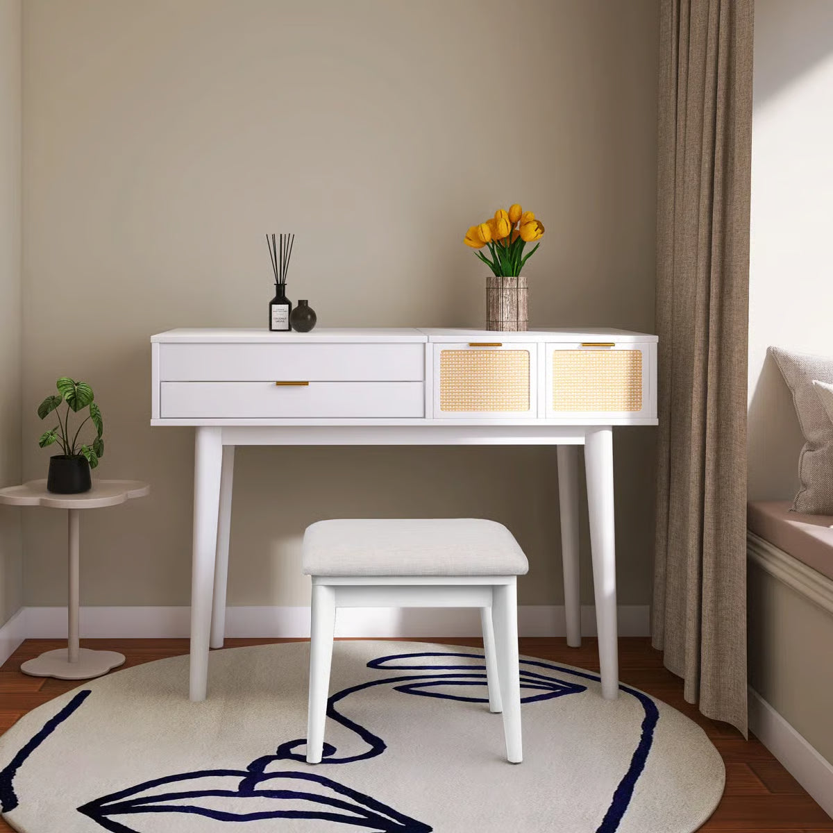 43.3" Classic Makeup Vanity – Elegant Wooden Vanity Desk with Storage-OUCH CART |Dressng table