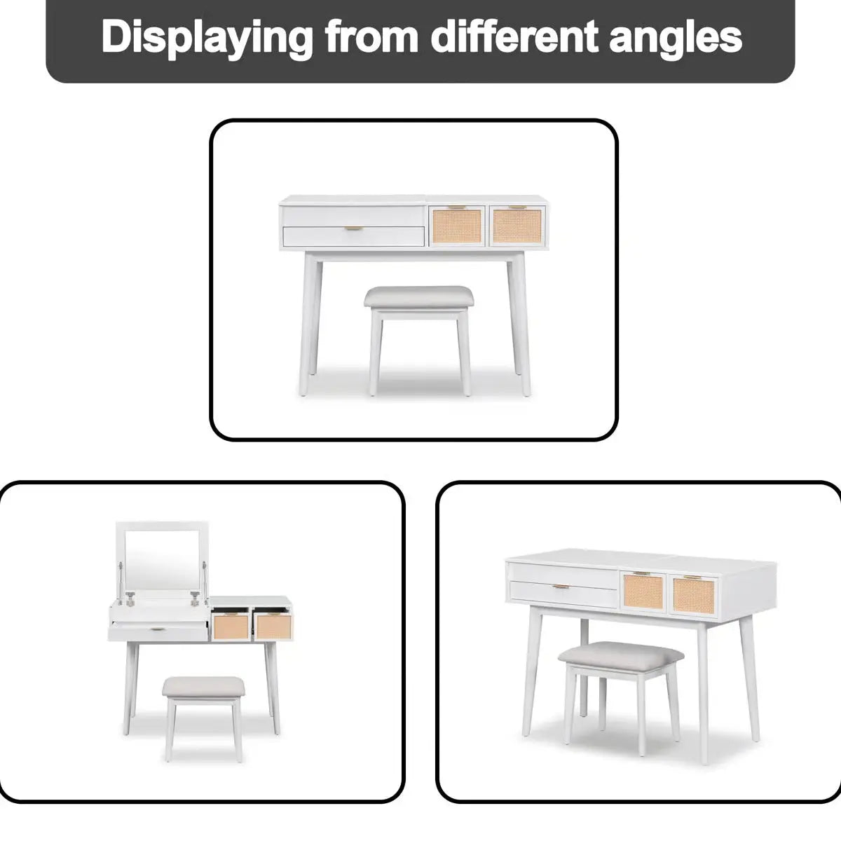 43.3" Classic Makeup Vanity – Elegant Wooden Vanity Desk with Storage-OUCH CART |Dressng table