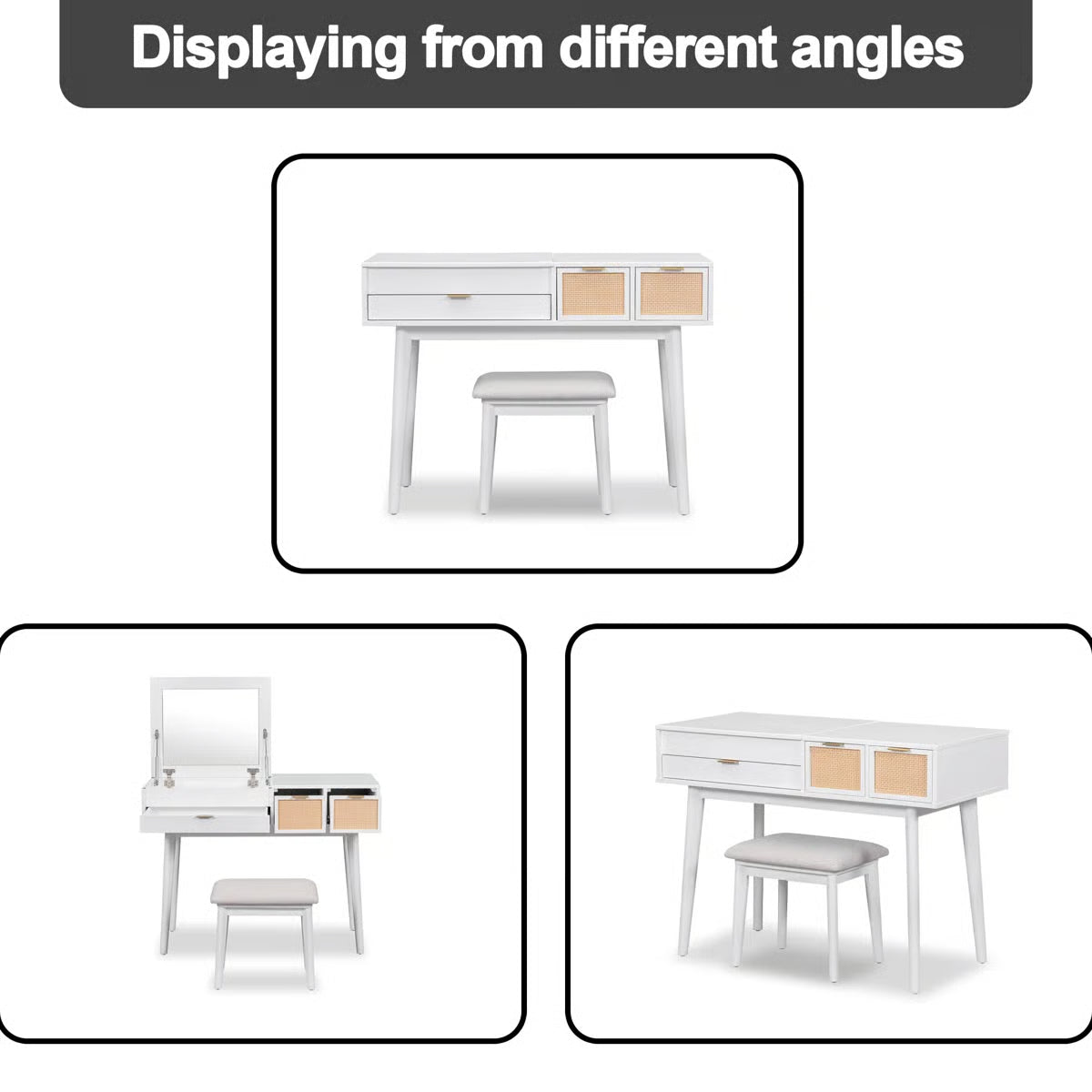 43.3" Classic Makeup Vanity – Elegant Wooden Vanity Desk with Storage-OUCH CART |Dressng table