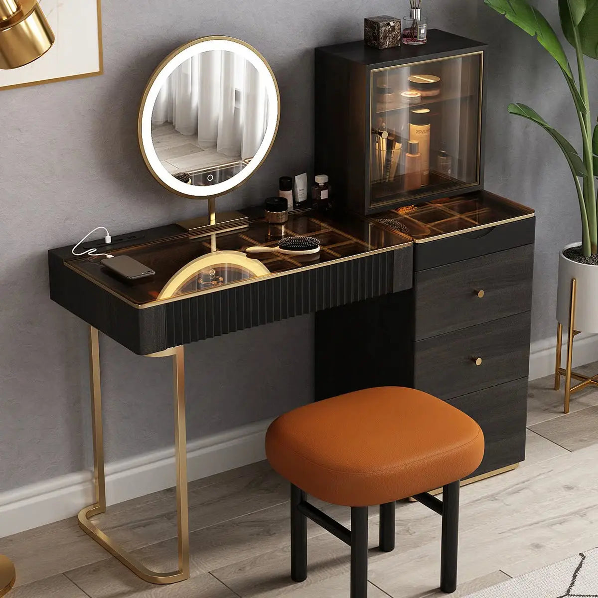 47'' High-quality Makeup Vanity set,Power Outle- OUCH CART | Dressing table