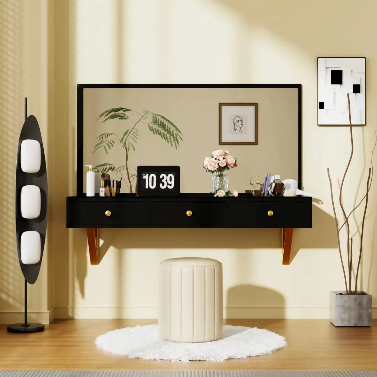 47 Inch Floating Shelf with Storage Drawer Contemporary Design