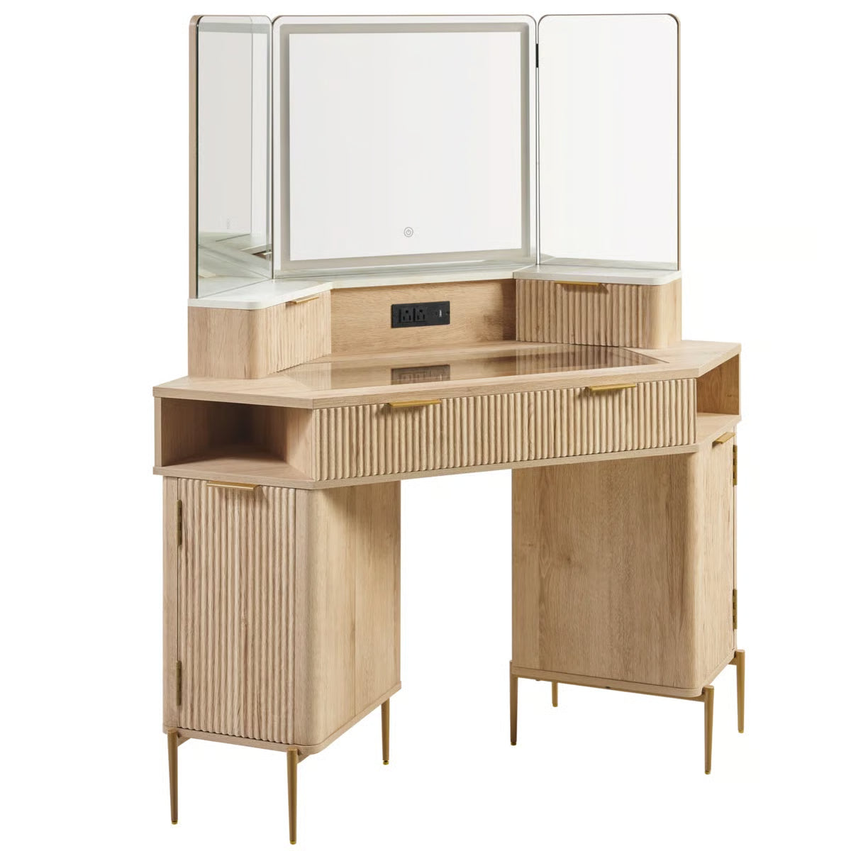 48" Corner Makeup Vanity With 3 Led Mirror- OUCH CART | Dressing table