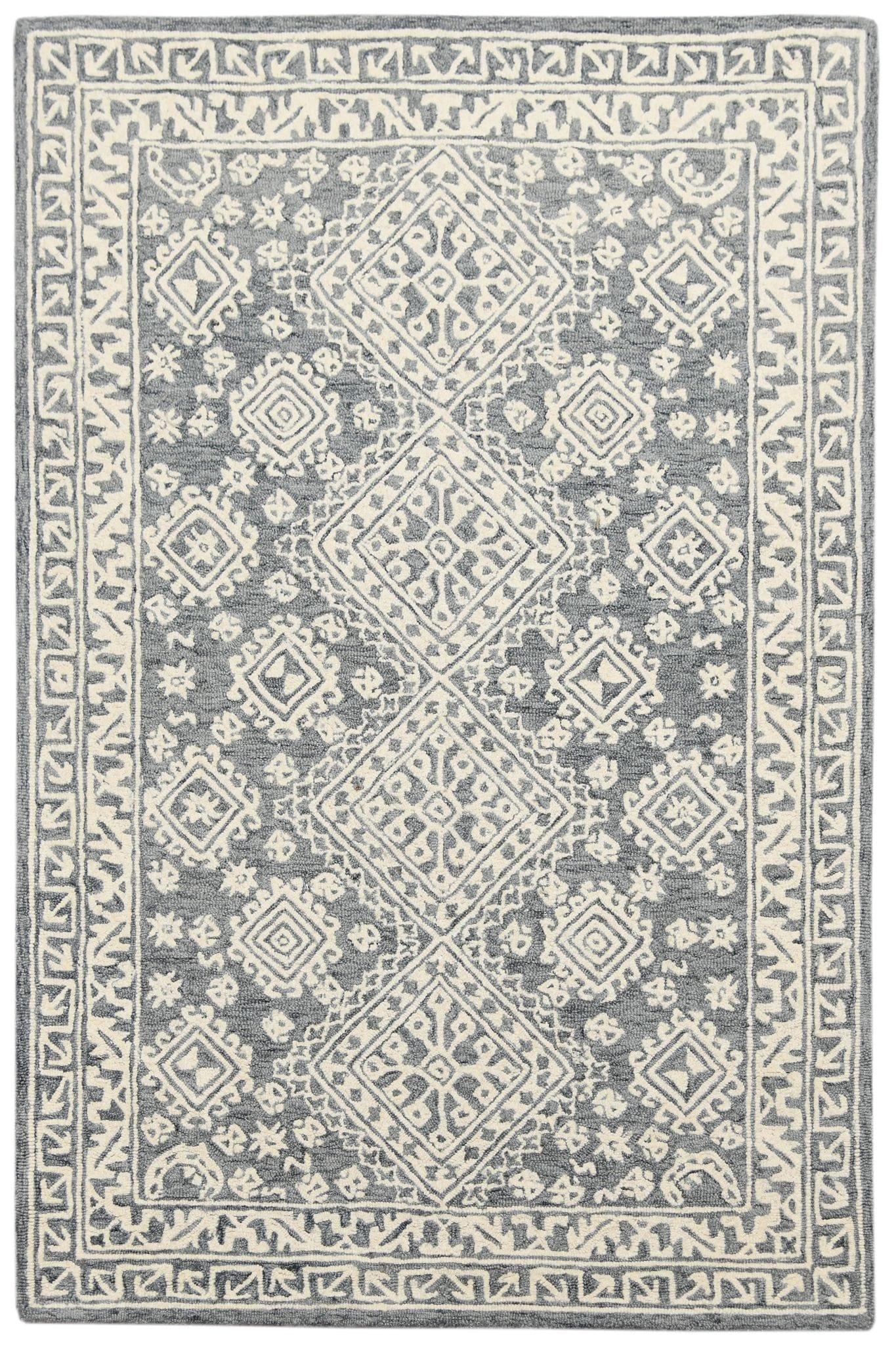 Slate Gray Wool Boston 4x6 Feet Hand-Tufted Carpet - Rug - Ouch Cart