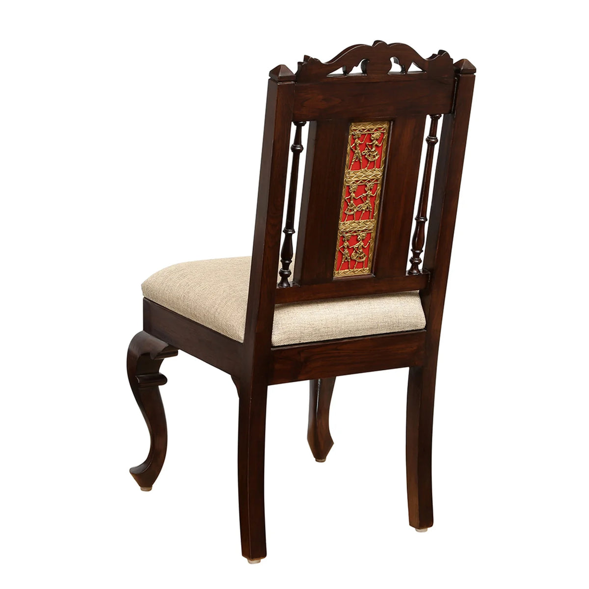 4 Seater Traditional Wooden Dining Table Set with Chairs | Glass Top Dining Table with Upholstered Seats