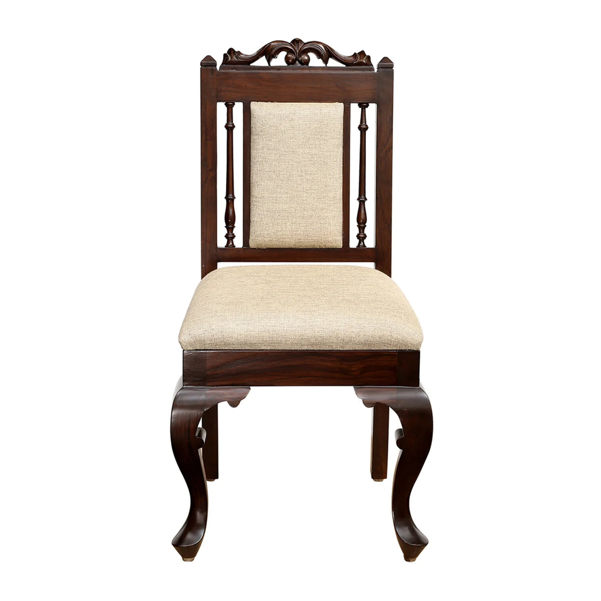 4 Seater Traditional Wooden Dining Table Set with Chairs | Glass Top Dining Table with Upholstered Seats