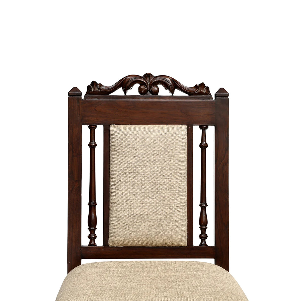 4 Seater Traditional Wooden Dining Table Set with Chairs | Glass Top Dining Table with Upholstered Seats