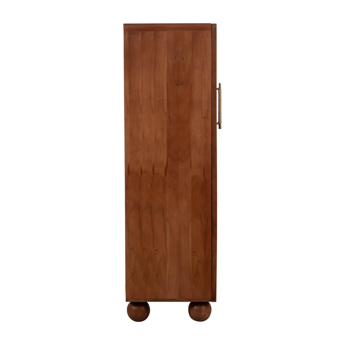 60" Brown Acacia Wood Armoire – Modern Bedroom Wardrobe, Rectangular Design-OUCH CART | Wardrobe