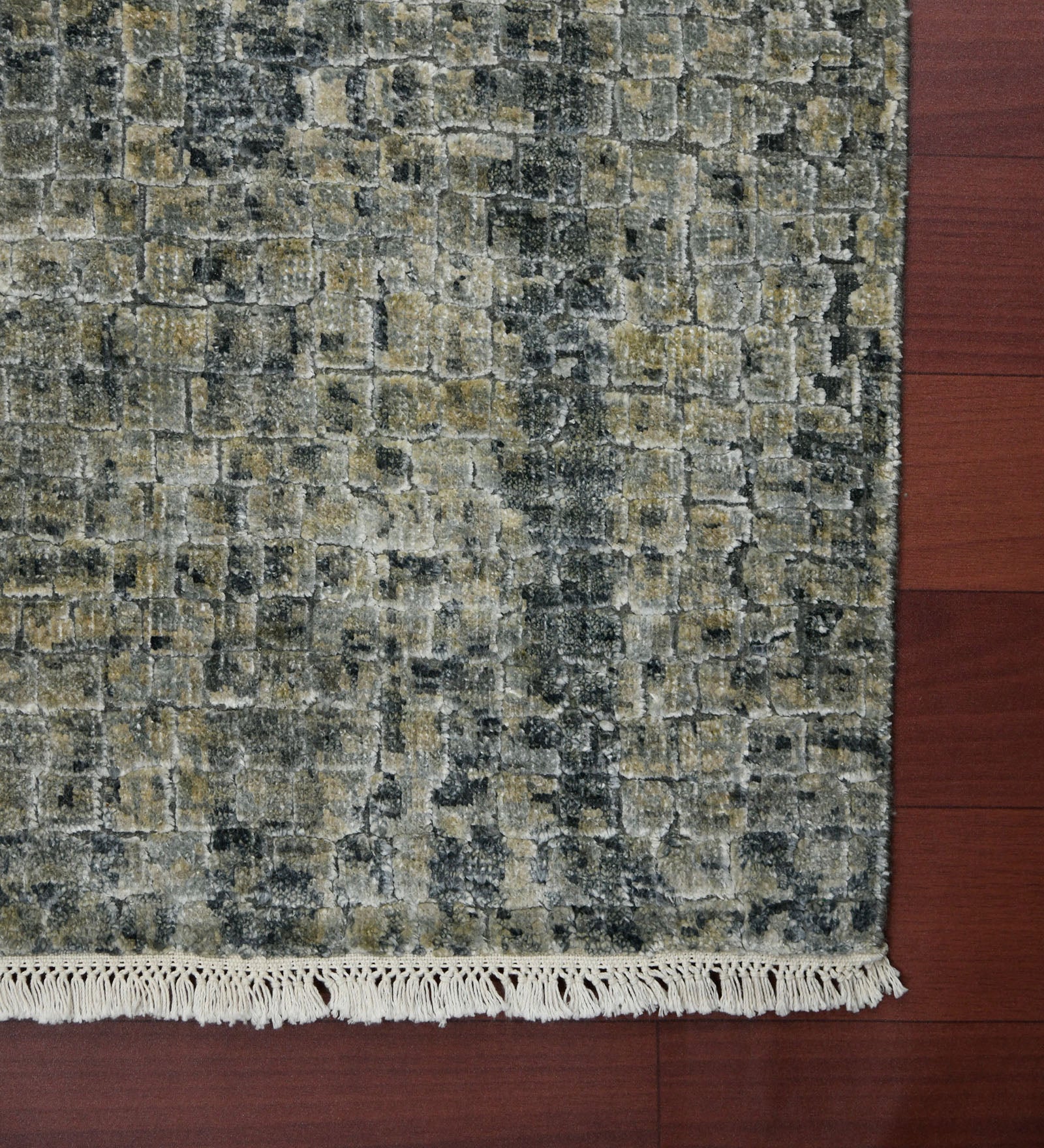 Emerald Modern Pattern Hand Knotted Rectangle Anti-Skid Designer Carpet, Prayer Rug For Office Cabins, Small Living Spaces - 2'X3'