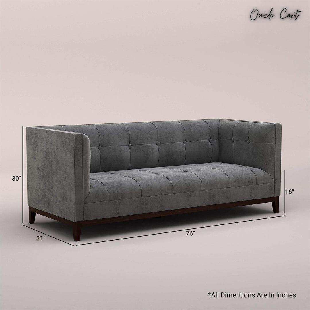 LOREN THREE SEATER FABRIC SOFA (VELVET, CHARCOAL GRAY) - Ouch Cart