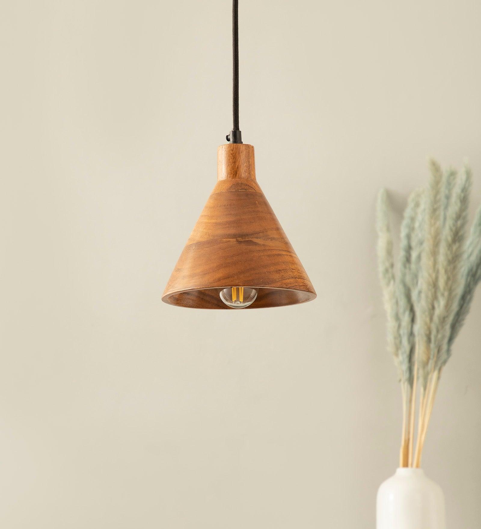 Teak Wood Cased Pendant Light - Ouch Cart