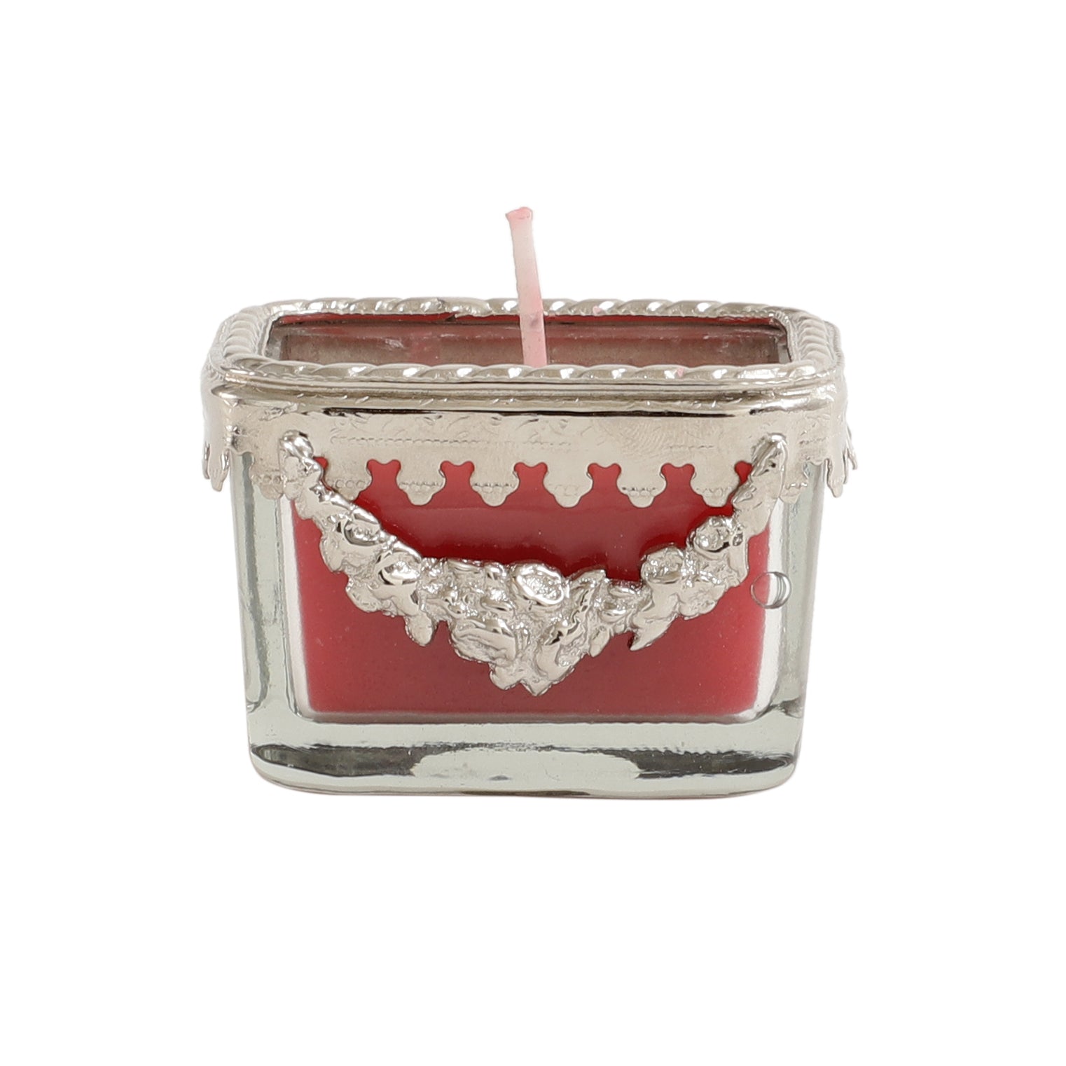 cherry blossom red scented candle glass jar with Silver ring M.M.I. OVERSEAS