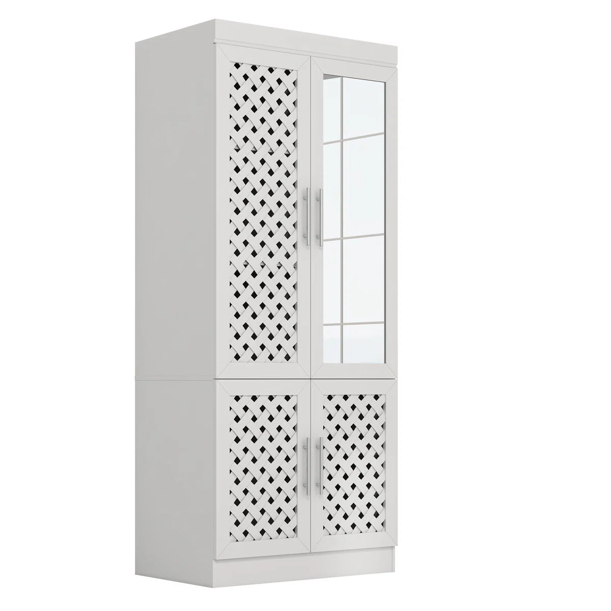Spacious 75.6'' H Armoire – 3 Woven Doors Wardrobe with Mirror & Sensor Light