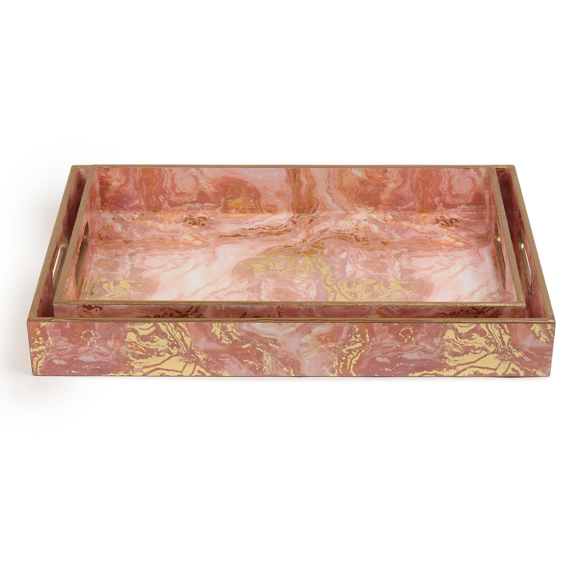 Rosa Perlino Tray Set of 2 M.M.I. OVERSEAS
