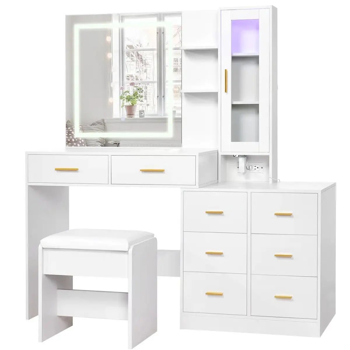 Adriel 51.8" Modern Makeup Vanity with Mirror,and Cabinet Storage
