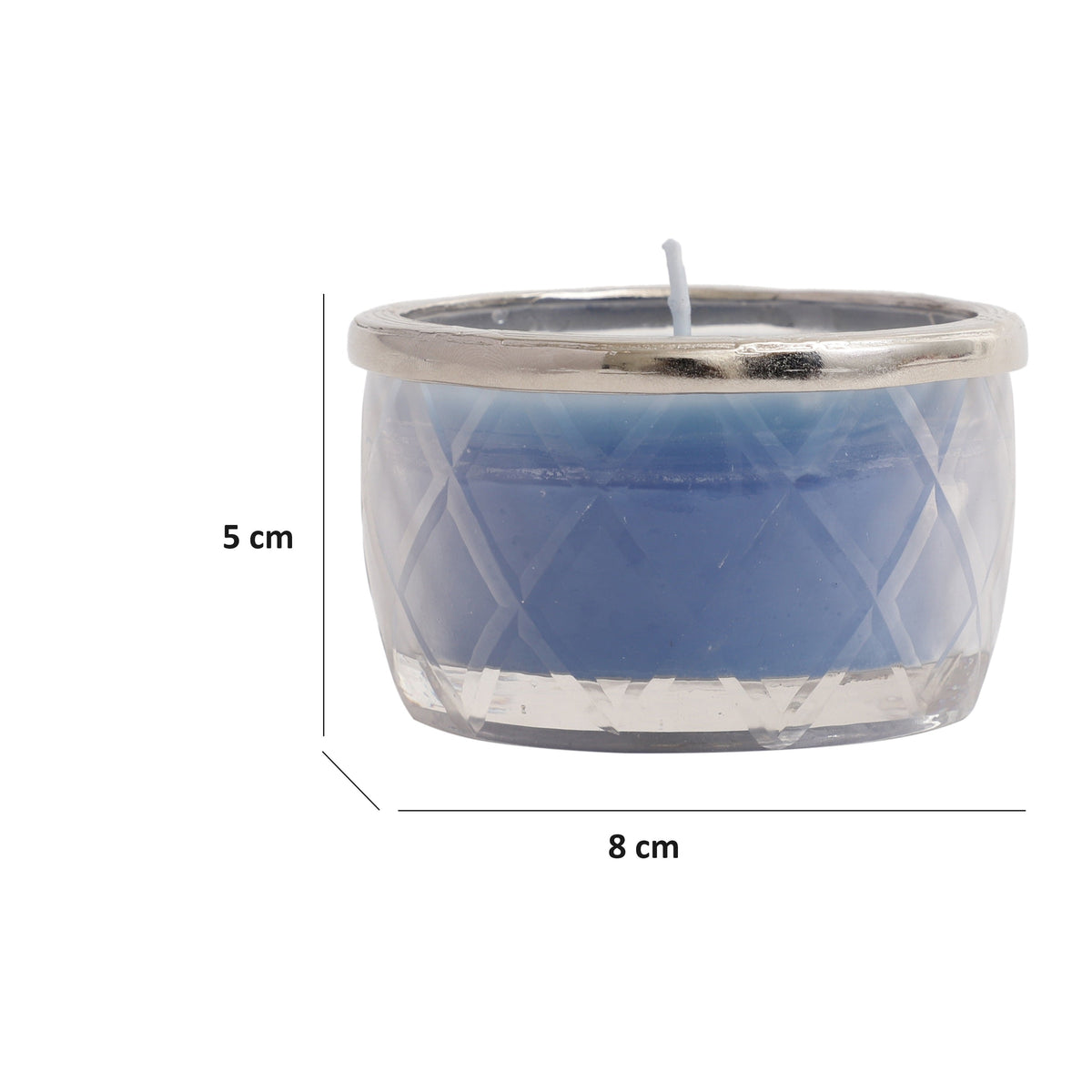 ocean breeze blue Scented candle jar with Silver ring M.M.I. OVERSEAS