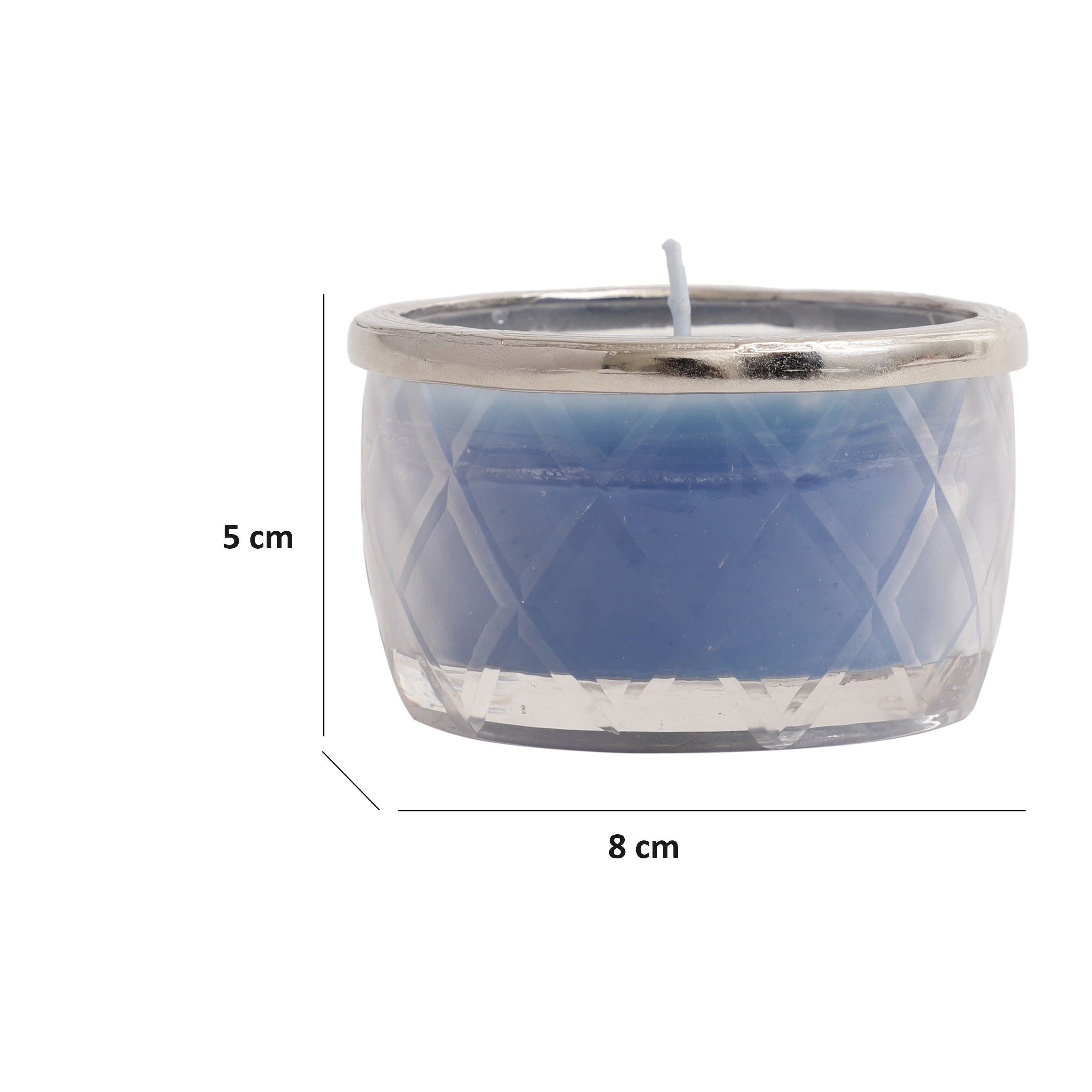 ocean breeze blue Scented candle jar with Silver ring