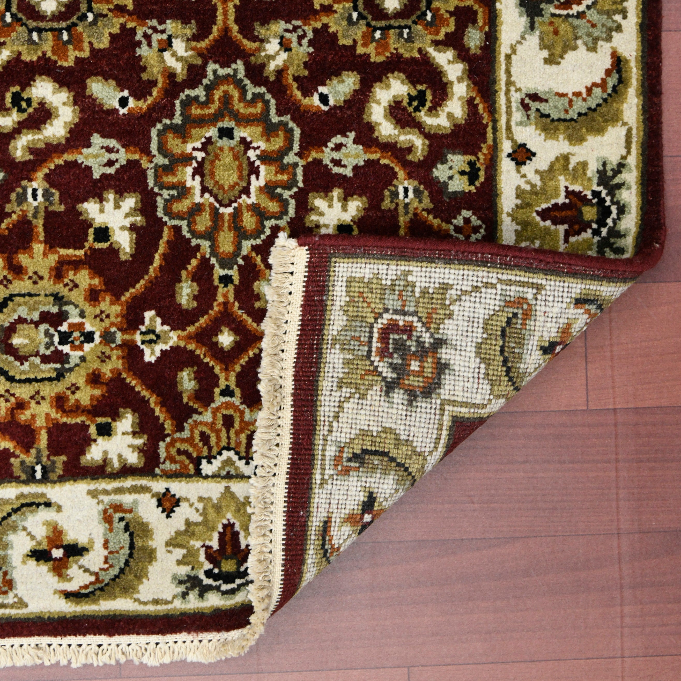Luxor Classic Pattern Hand Knotted Rectangle Anti-Skid Designer Carpet, Prayer Rug For Office Cabins, Small Living Spaces - 2'X3' Saraswati Global