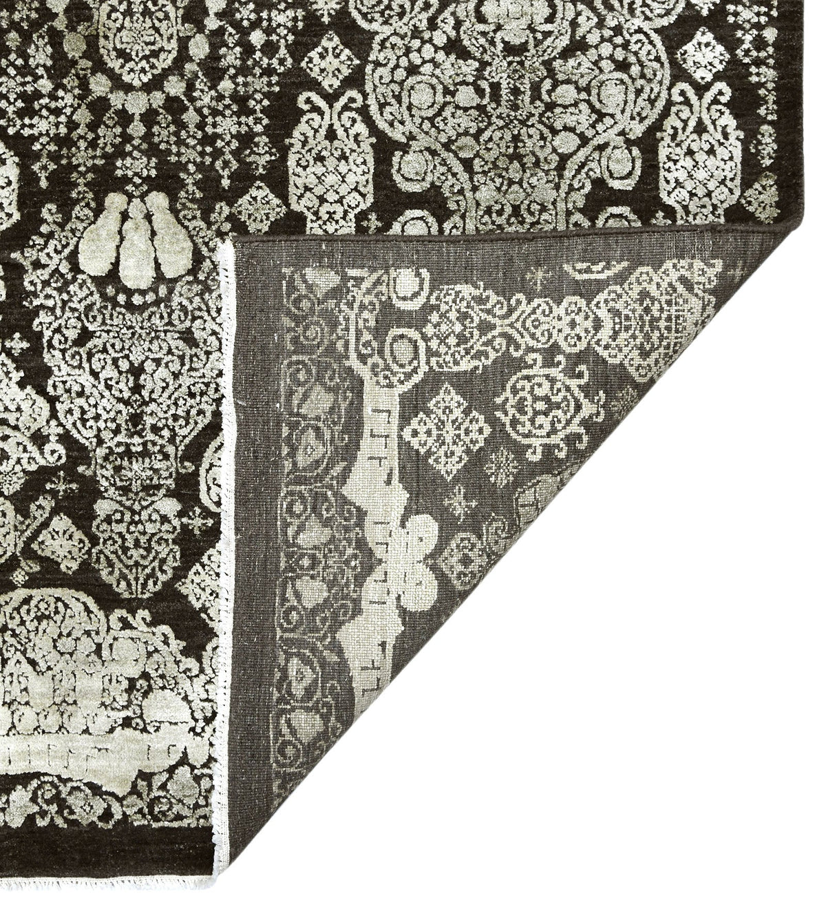 Euphoria Transitional Pattern Hand Knotted Rectangle Anti-Skid Designer Carpet, Prayer Rug For Office Cabins, Small Living Spaces - 2'X3' Saraswati Global