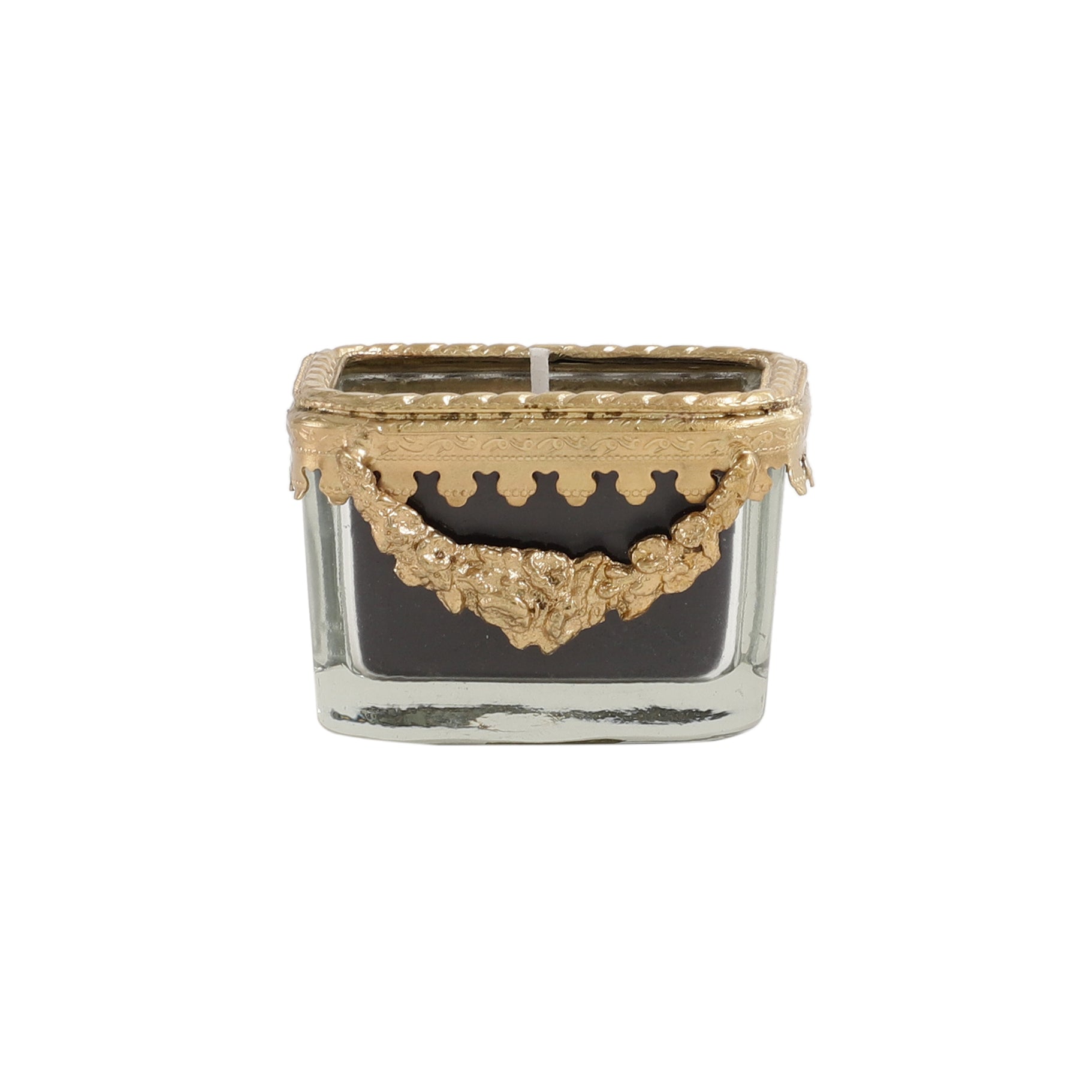 black velvet Scented candle glass jar with Golden Ring M.M.I. OVERSEAS