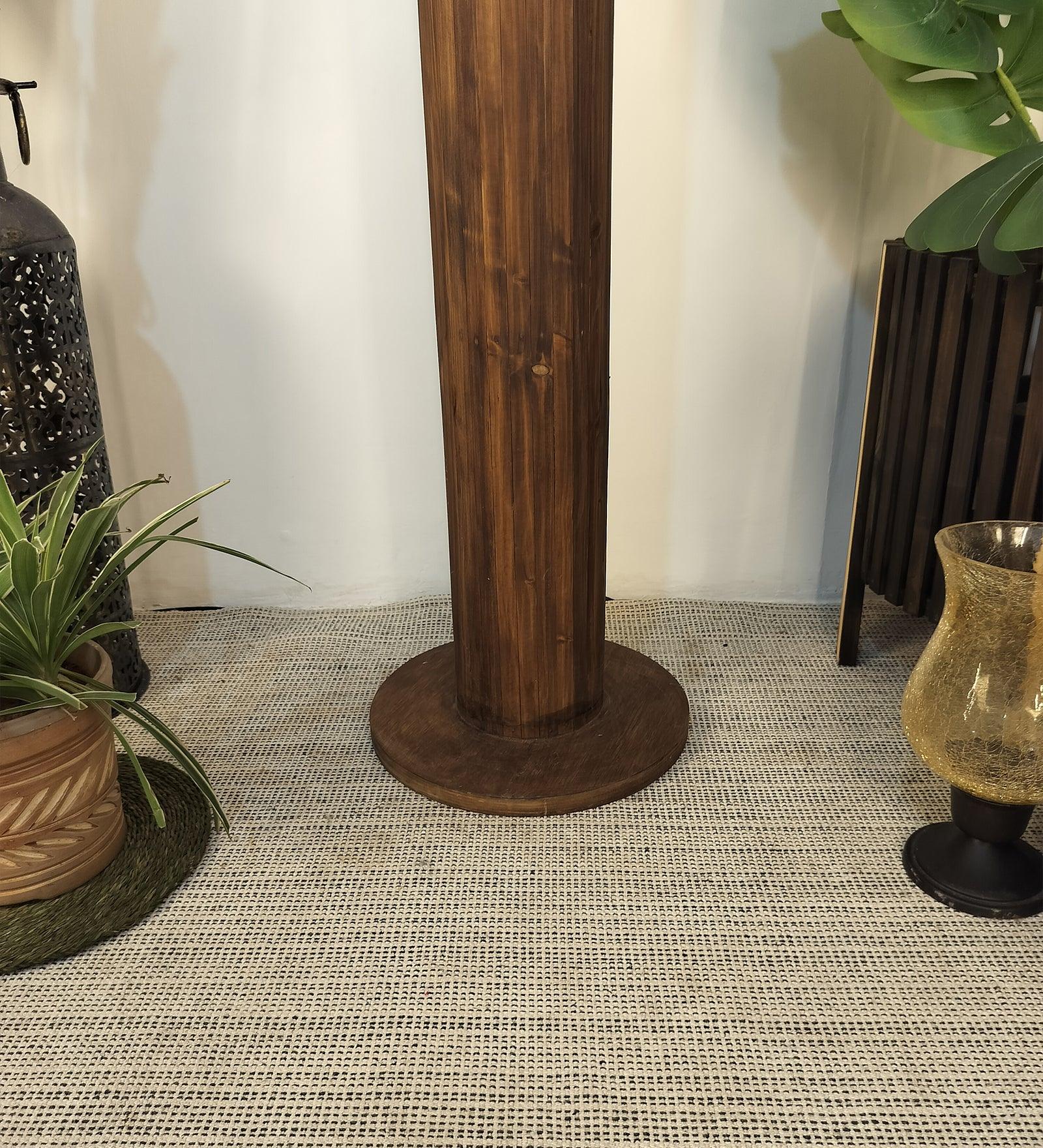 Cedar Wooden Floor Lamp with Premium Beige Fabric Lampshade (BULB NOT INCLUDED) - Ouch Cart