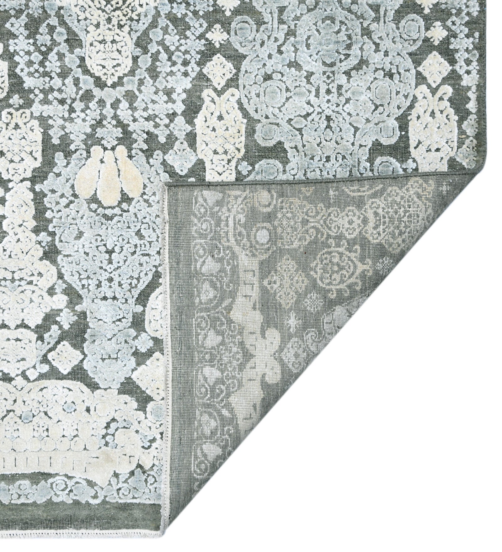 Euphoria Transitional Pattern Hand Knotted Rectangle Anti-Skid Designer Carpet, Prayer Rug For Office Cabins, Small Living Spaces - 4'x6'