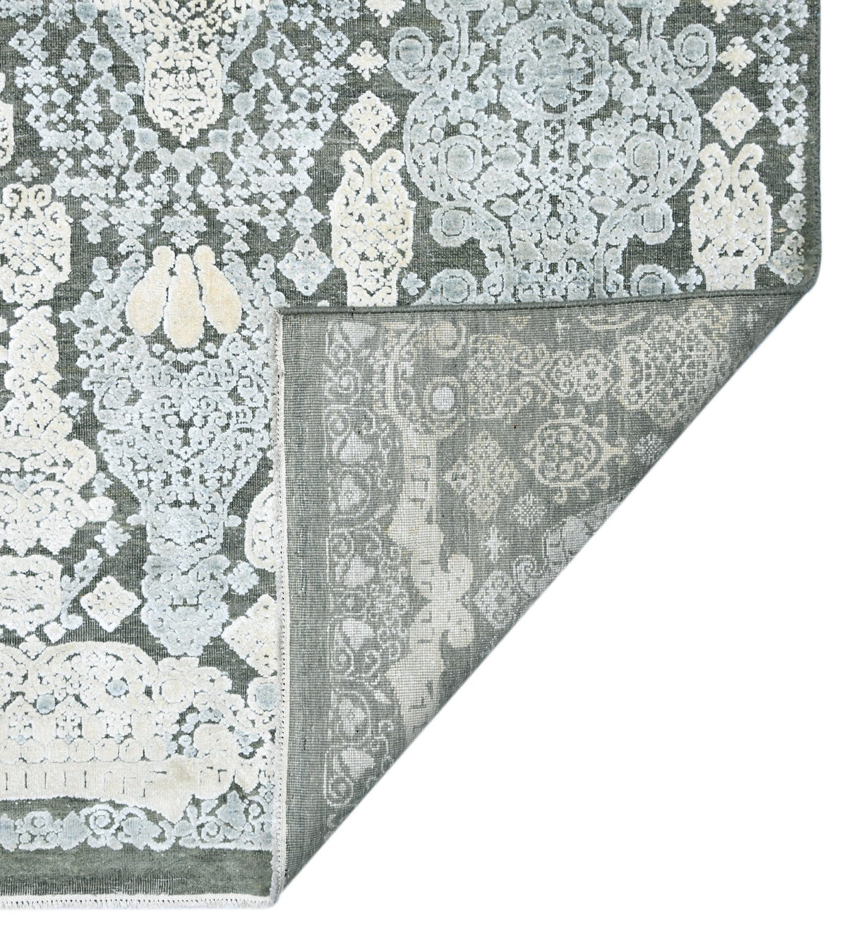 Euphoria Transitional Pattern Hand Knotted Rectangle Anti-Skid Designer Carpet, Prayer Rug For Office Cabins, Small Living Spaces - 4'x6' Saraswati Global