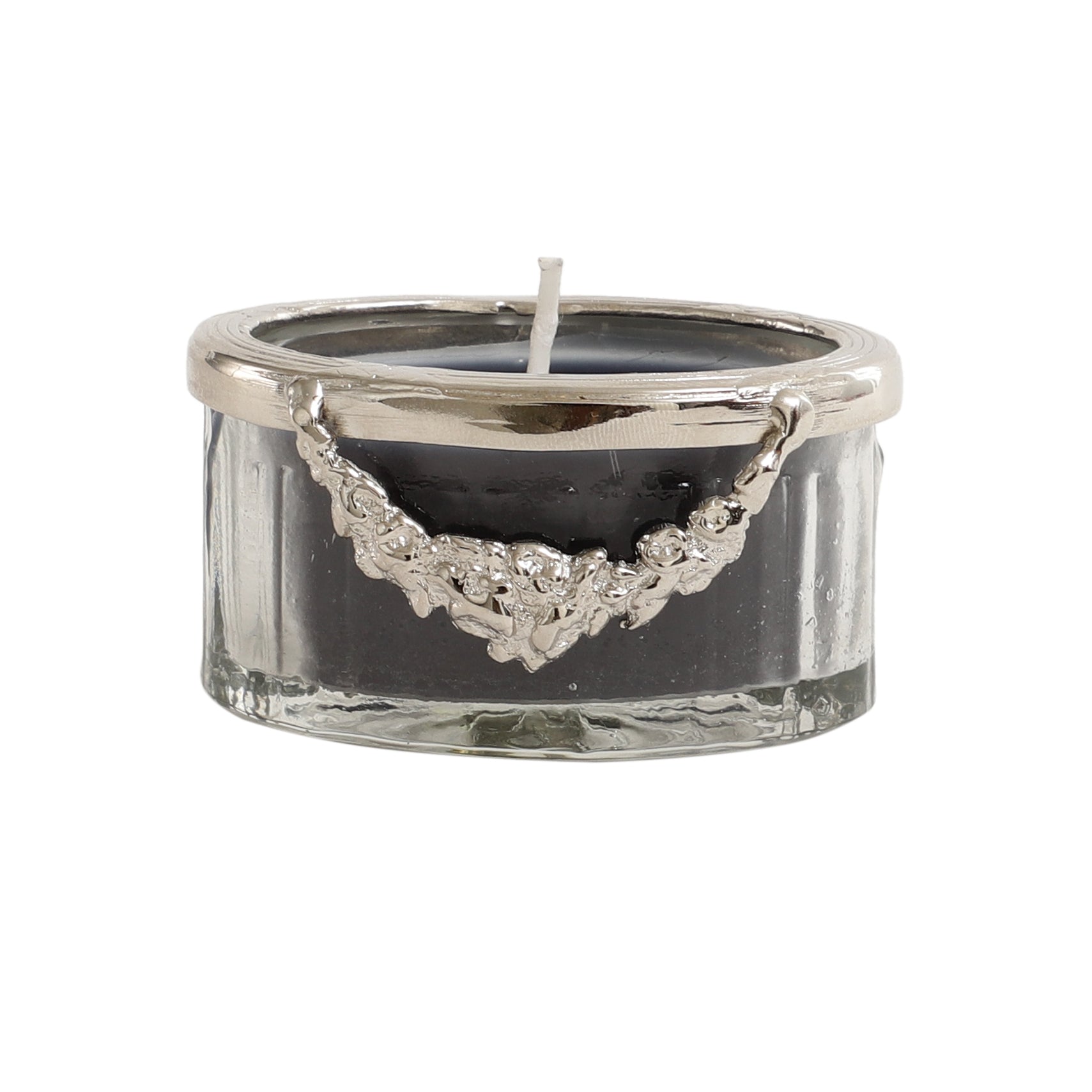 Black Velvet Scented Candle Jar With Silver Ring - OUCHCART