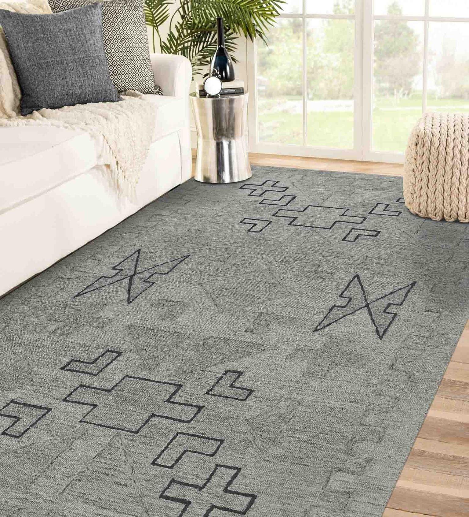 SHALE GRAY Wool Asteria 5x8 Feet Hand-Tufted Carpet - Rug - Ouch Cart