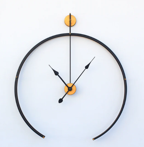 Double Halfring black and gold wallclock N.R.HOMESDECOR