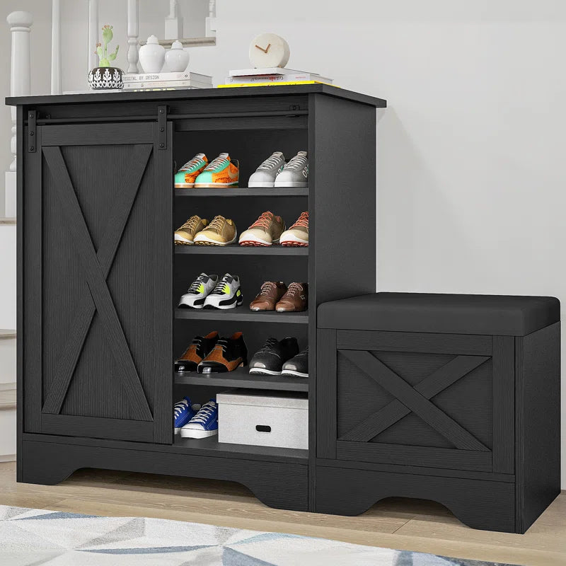 Shoe Cabinet with Sliding Door & Shoe Bench ouch cart