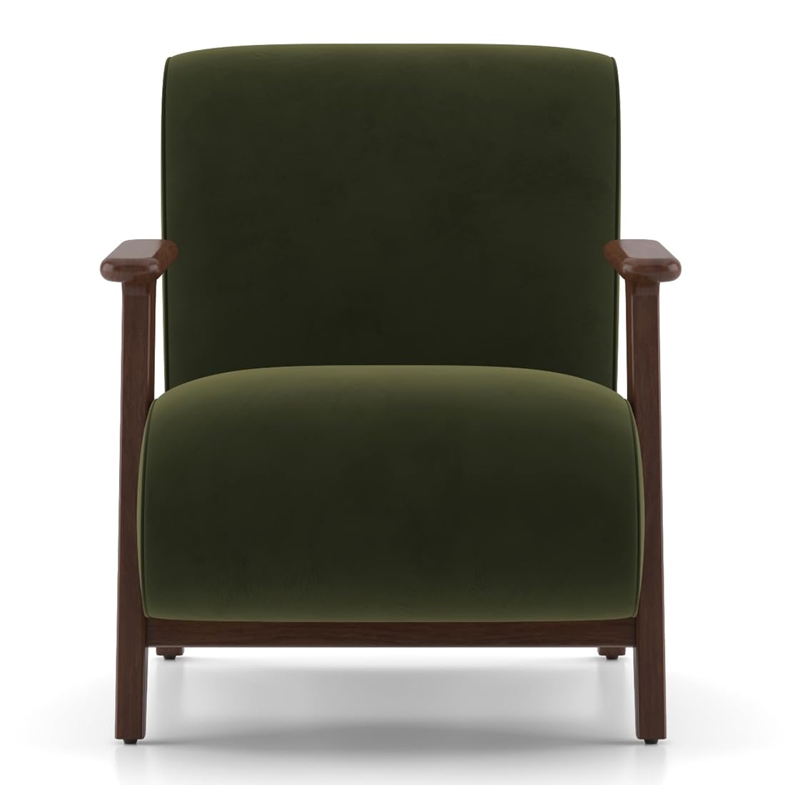 Deep Olive Velvet Lounge Chair | Modern Upholstered Accent Chair for Living Room