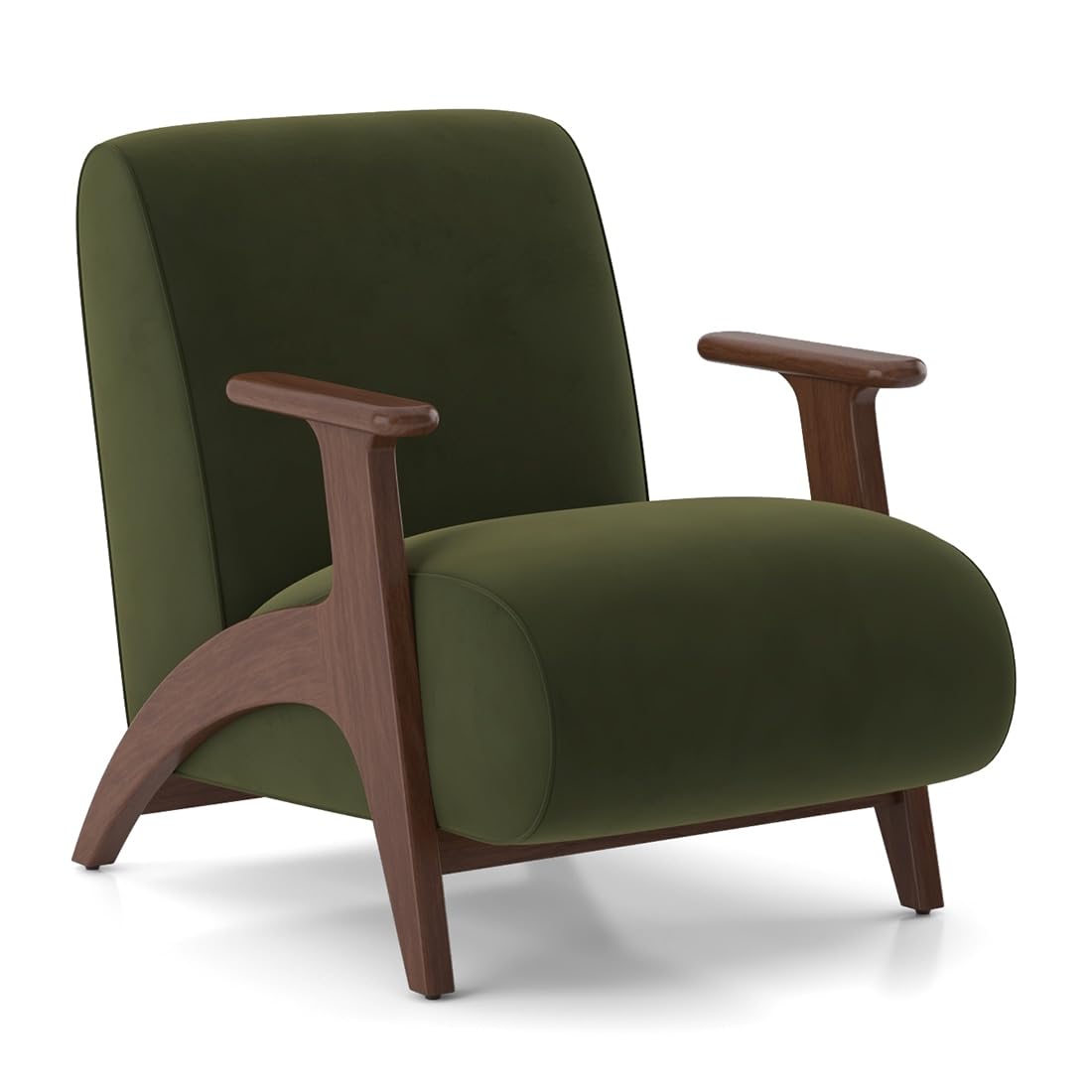 Deep Olive Velvet Lounge Chair | Modern Upholstered Accent Chair for Living Room