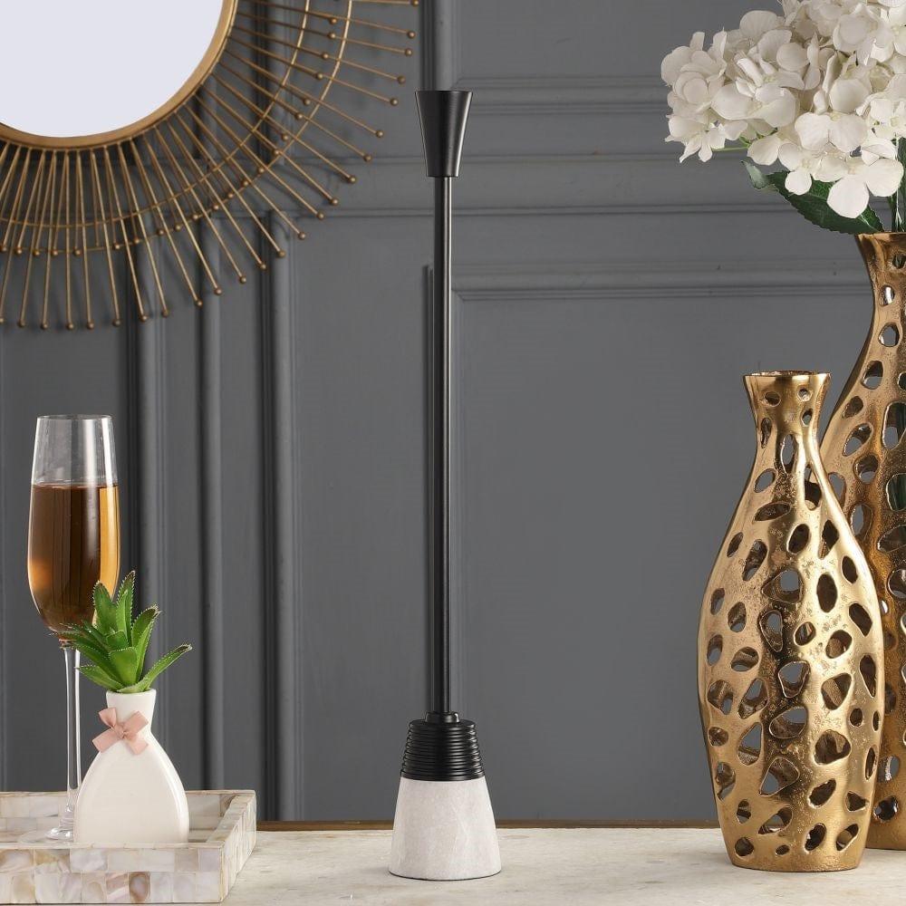 Frey Marble Candle Holder In Black - Ouch Cart