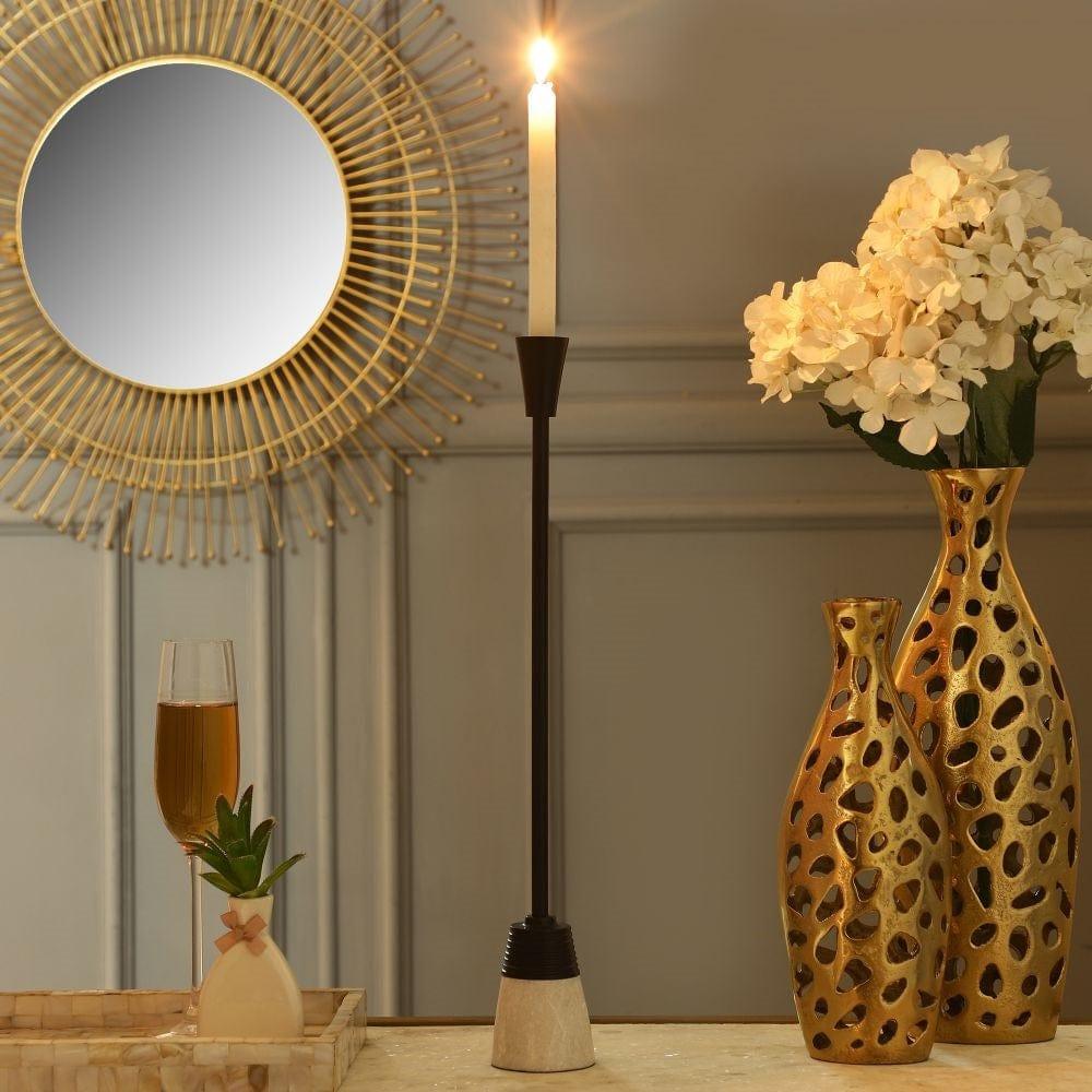 Frey Marble Candle Holder In Black - Ouch Cart