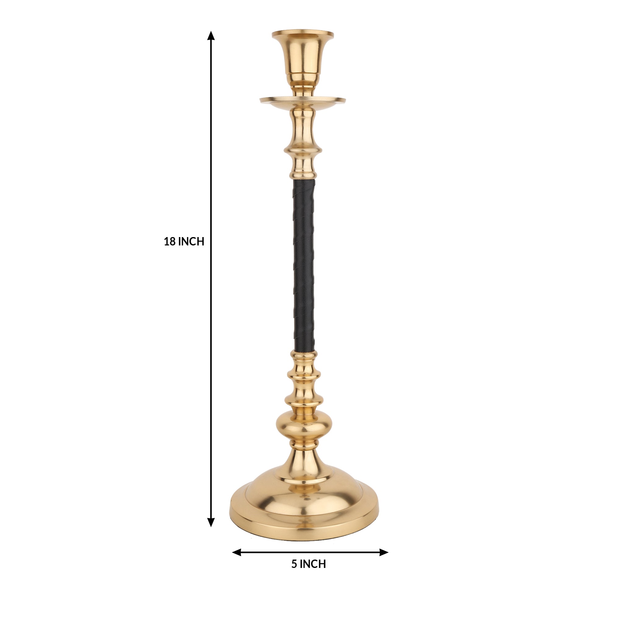 LeatherLuxe Candle holder in Brown Black Medium size M.M.I. OVERSEAS