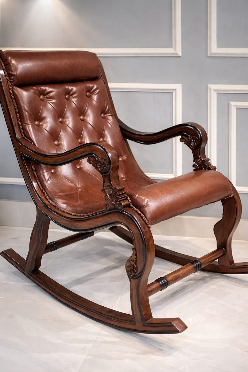 Pure Teak Wood Standard Rocking Chair with Footrest | Premium Solid Wood Comfort