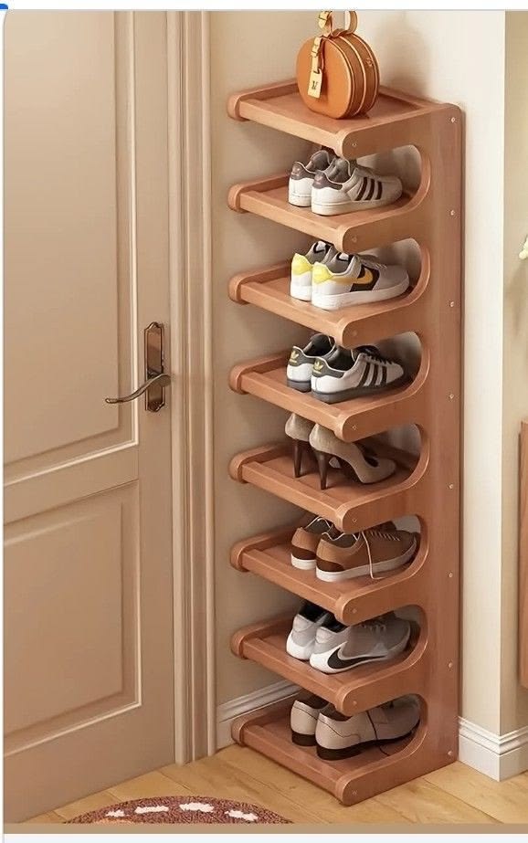 Wooden Vertical Shoe Rack | Multi-Tier Space Saving Shoe Storage Organizer | Slim Shoe Stand for Entryway, Bedroom, Hallway & Living Room OUCH CART