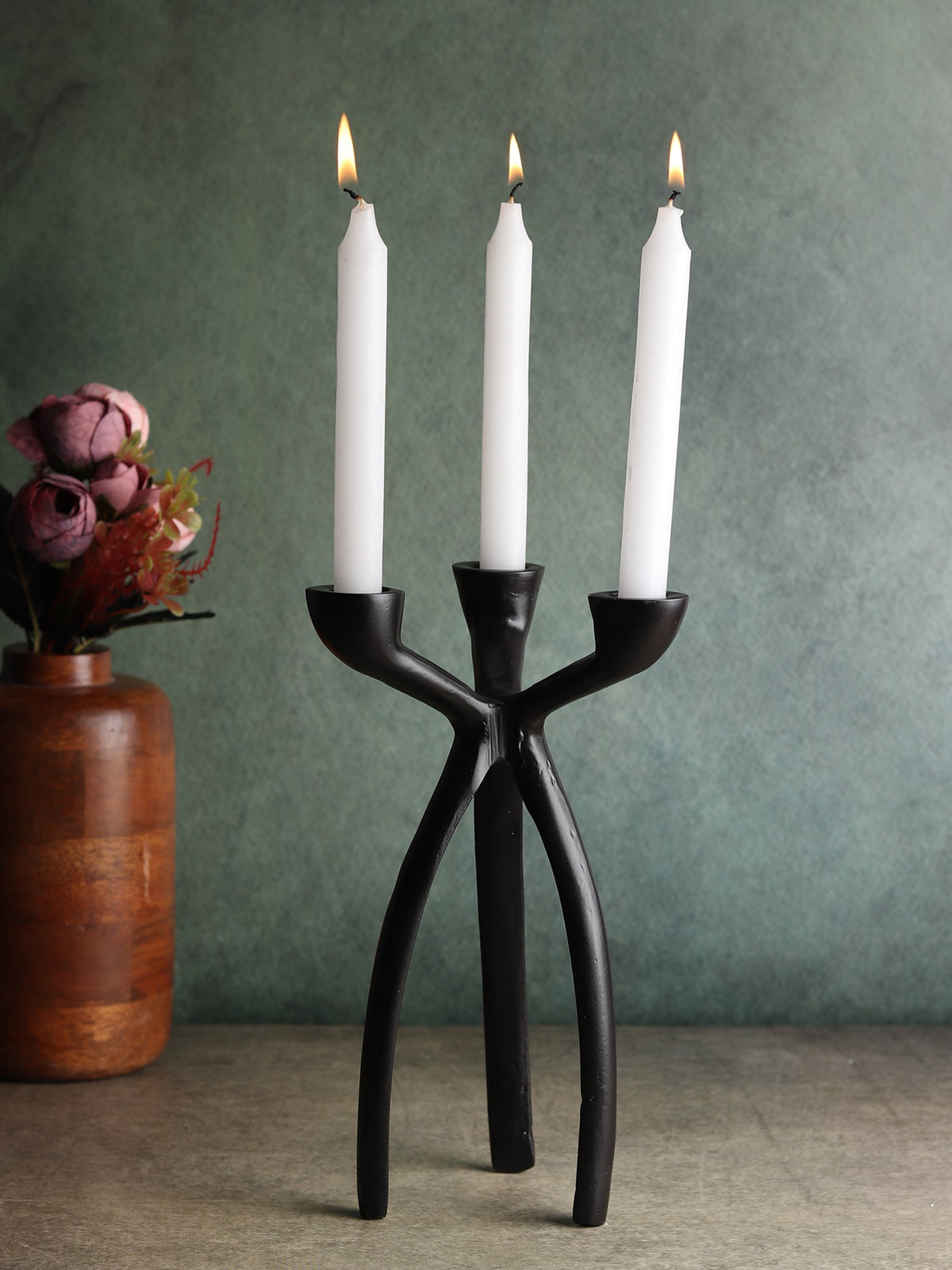 Trifecta Candle Holder in Black M.M.I. OVERSEAS