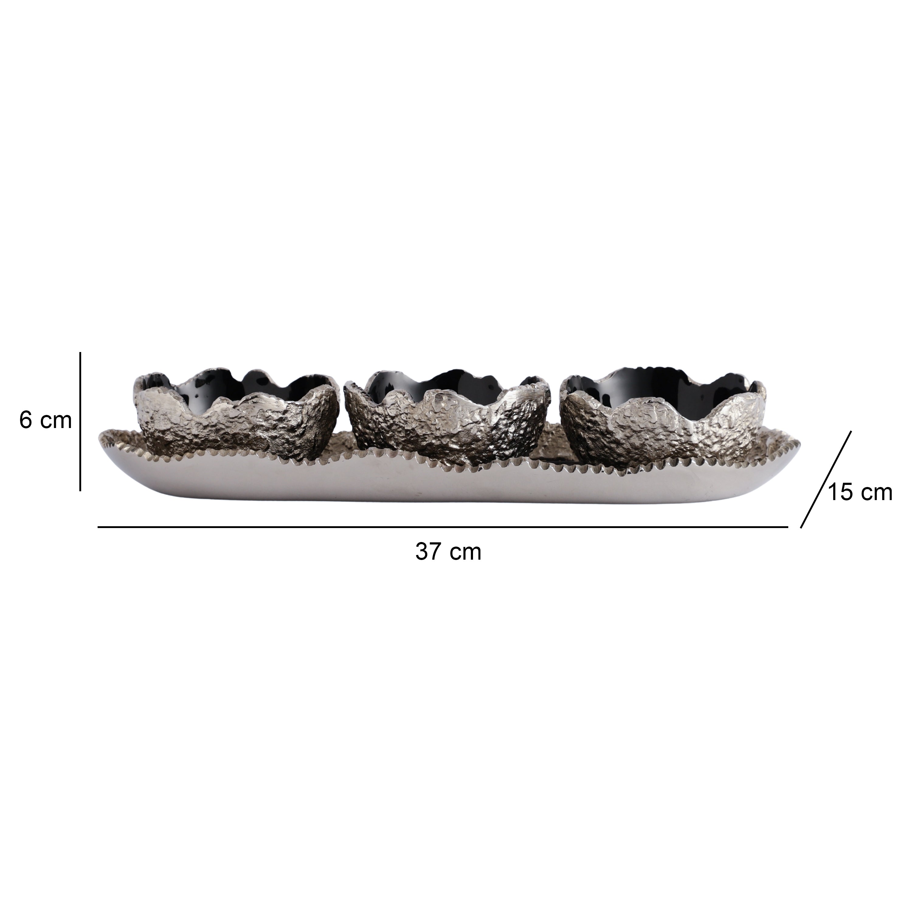 Elaris Tray & Bowl set in Silver Black M.M.I. OVERSEAS