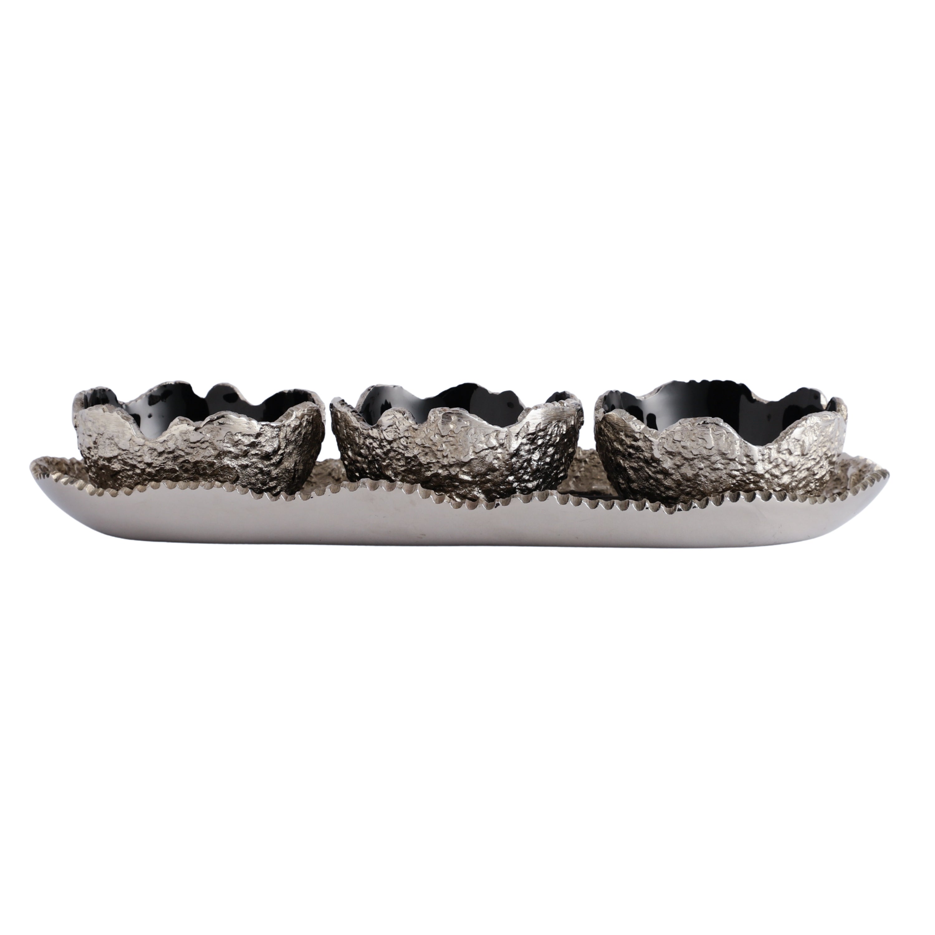 Elaris Tray & Bowl set in Silver Black