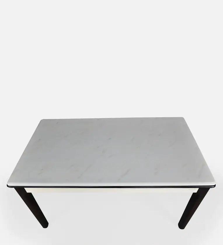 Marble 4 Seater Dining Set in White & Black Colour - Ouch Cart