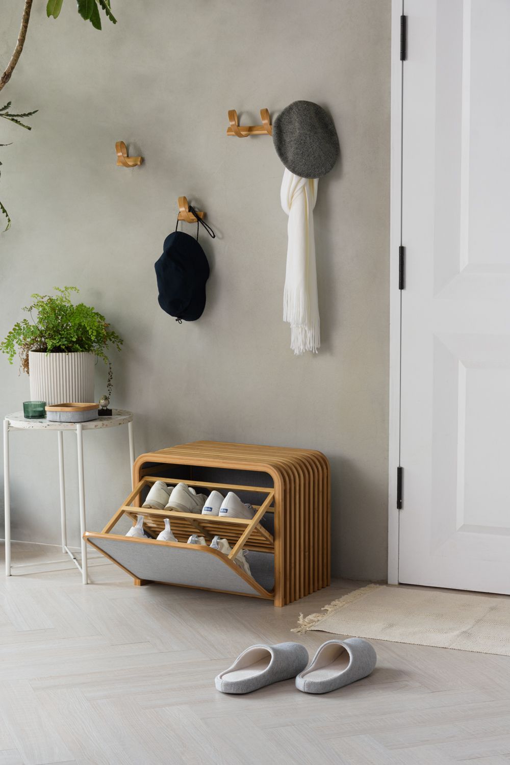 Bamboo Shoe Cabinet with Flip Drawer | Modern Space-Saving Shoe Storage Organizer | Wooden Entryway Shoe Rack for Home, Hallway & Bedroom OUCH CART