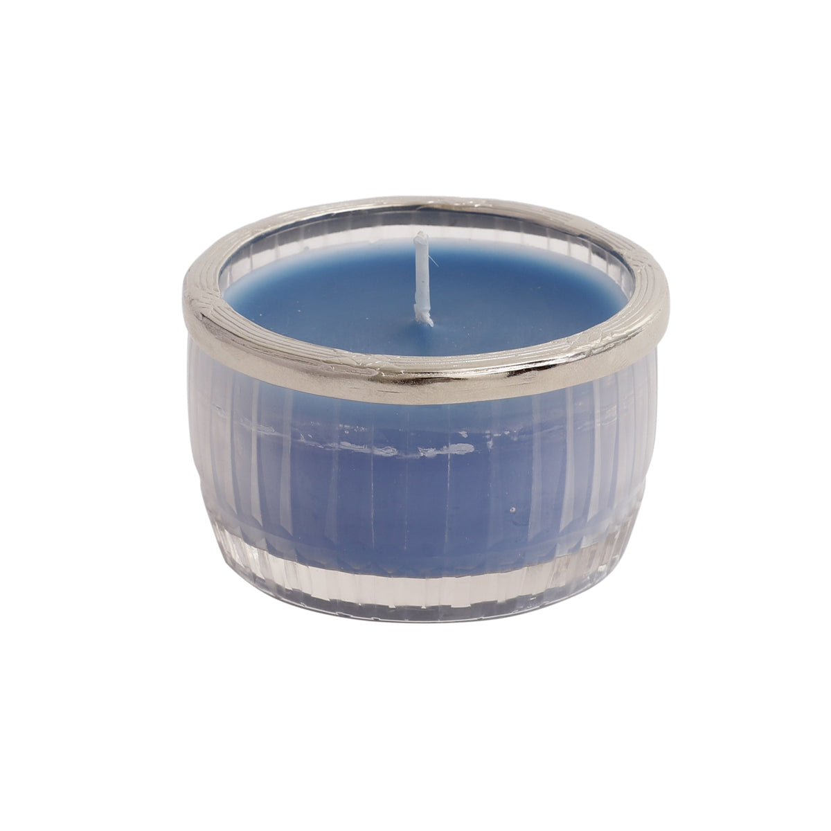 Ocean Breeze Blue Scented Candle Glass Jar With Silver Ring M.M.I. OVERSEAS