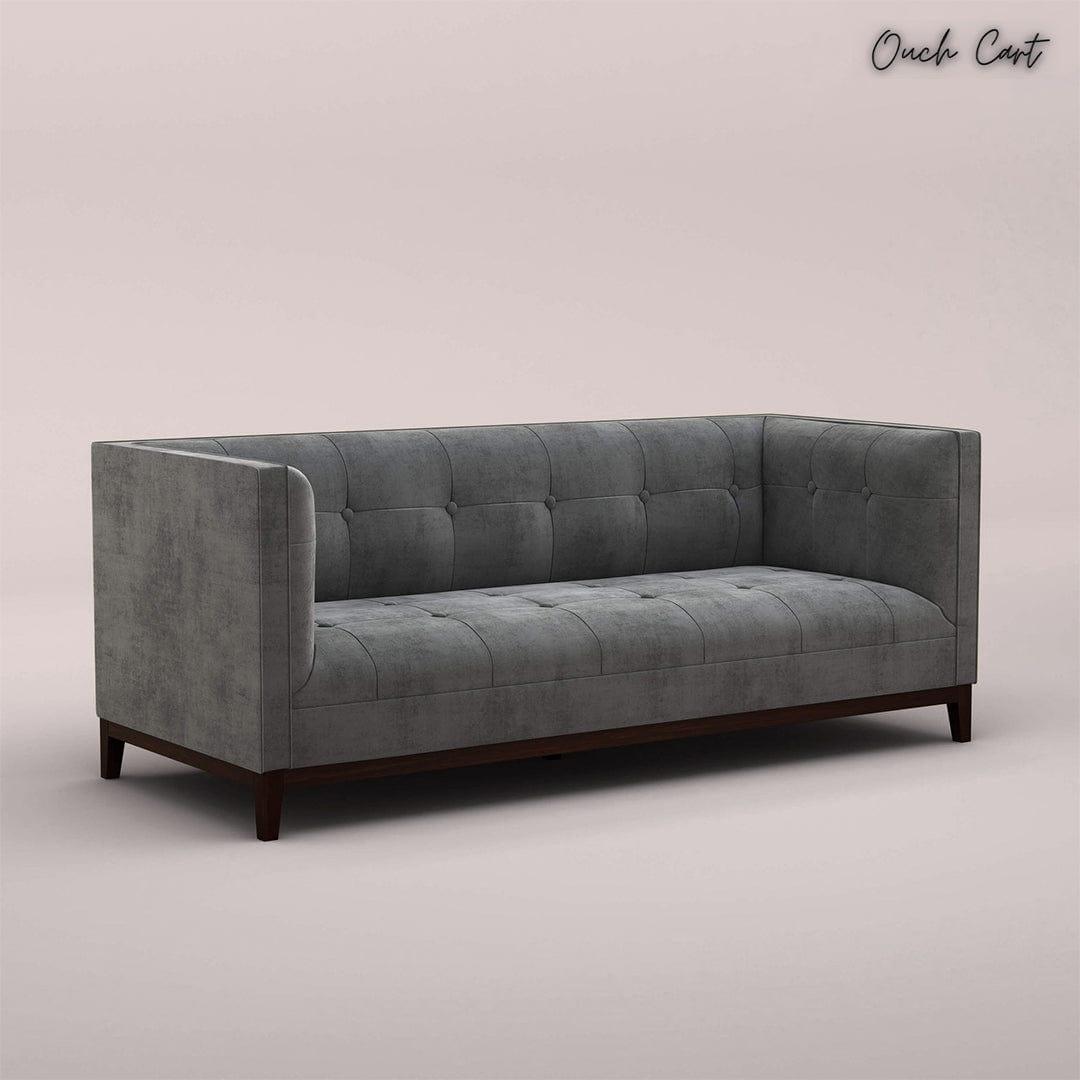 LOREN THREE SEATER FABRIC SOFA (VELVET, CHARCOAL GRAY) - Ouch Cart