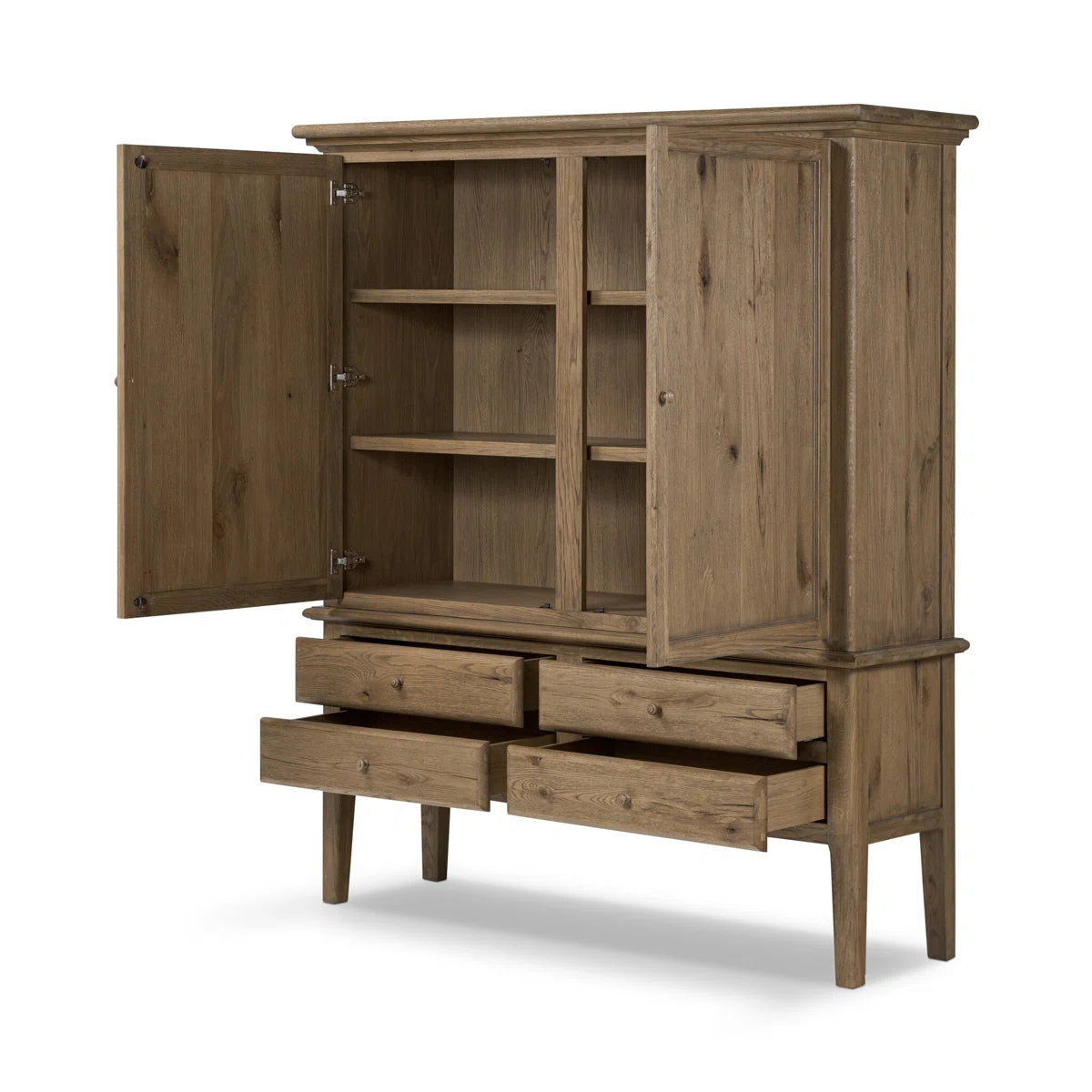 Alena Cabinet – Worn Oak Wooden Storage Cabinet for Bedroom or Living Room OUCH CART